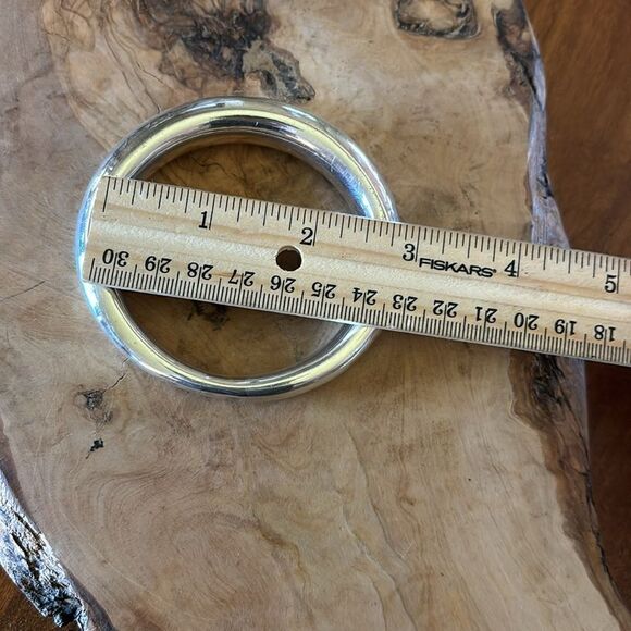 Sterling Silver Assymetrical Hollow Bangle Bracelet - Picture 4 of 7